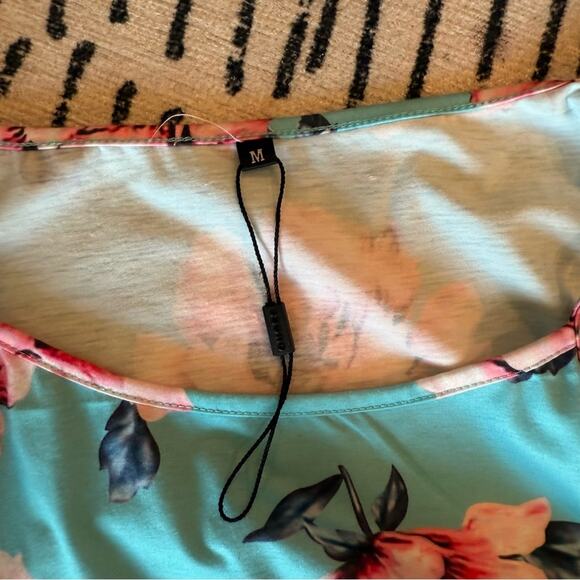 Floral Sleeveless Top - Teal and Pink Medium - Picture 3 of 3